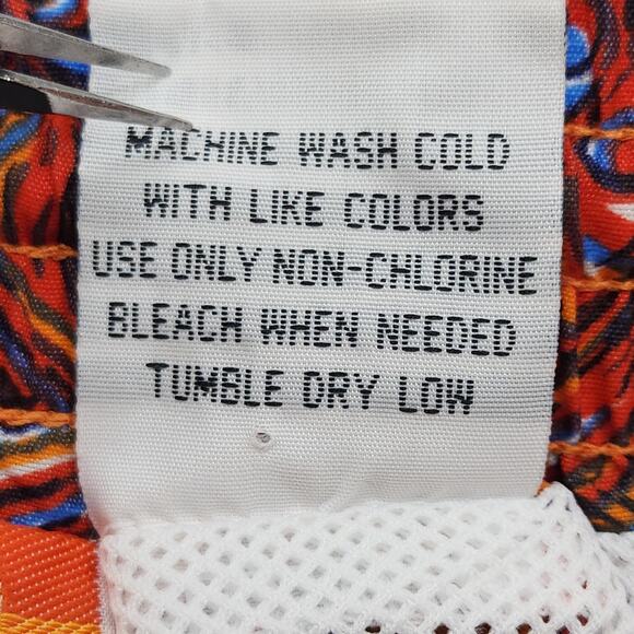 Vintage Sunset Highway Swim Trunks Mens M Orange Tribal Floral Surf Lined Shorts - Picture 5 of 10